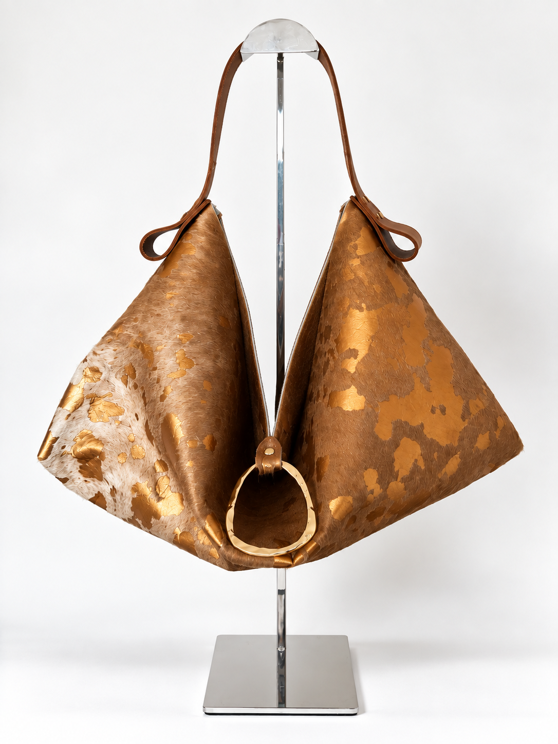 The Sieren Leather Bag in Brown-Copper Cowhide and Brown Strap