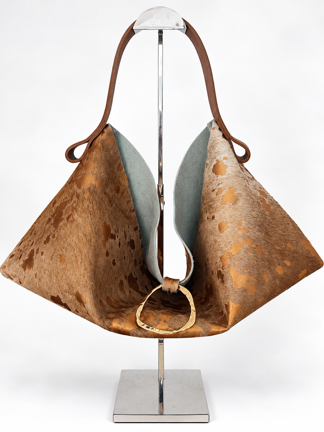 The Sieren Leather Bag in Brown/Copper Cowhide and Brown Strap