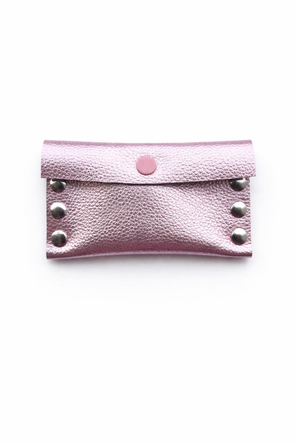 The Leather Cardholder in Metallic Pink Blush