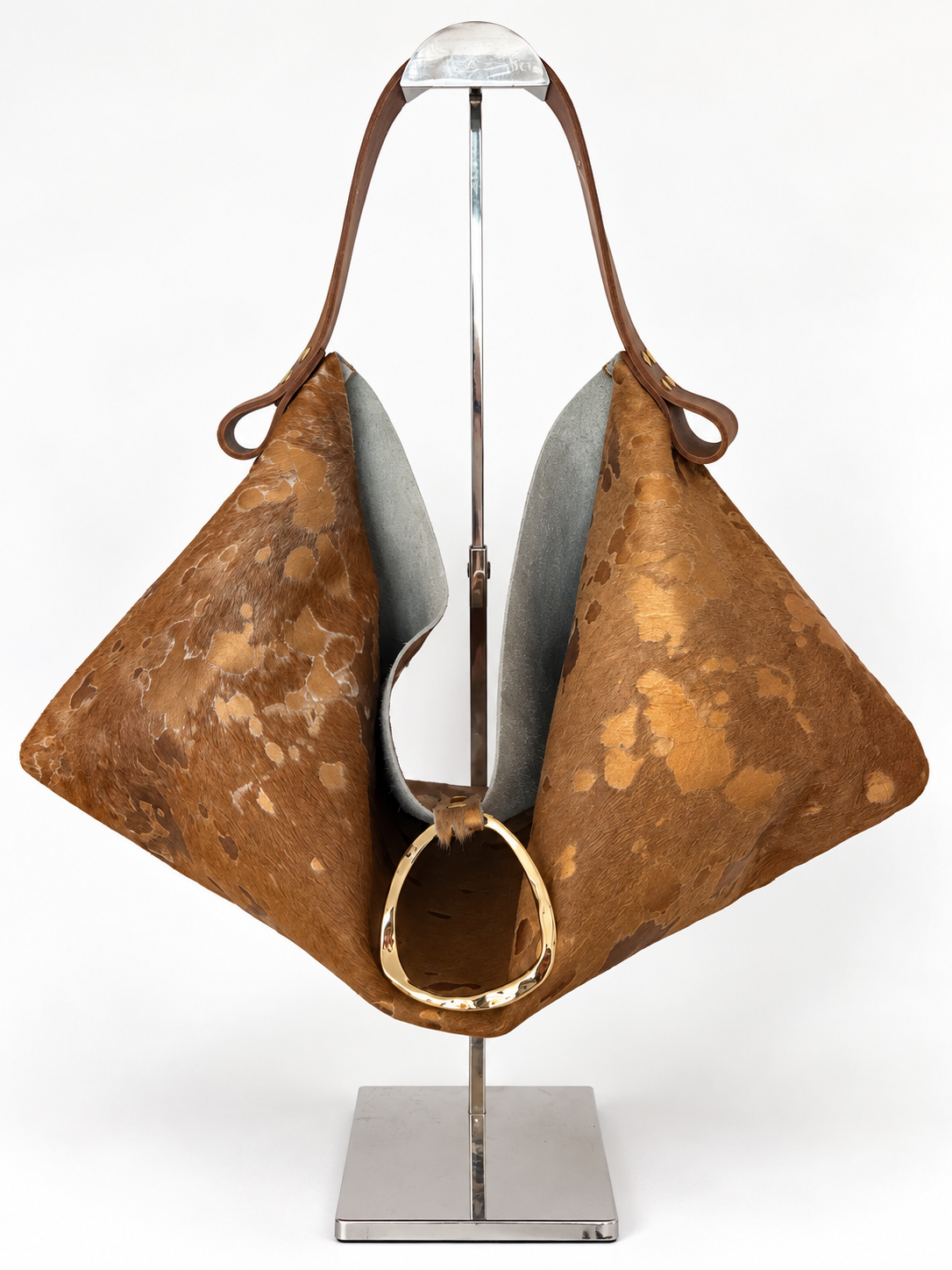The Sieren Leather Bag in Brown/Copper Cowhide and Brown Strap