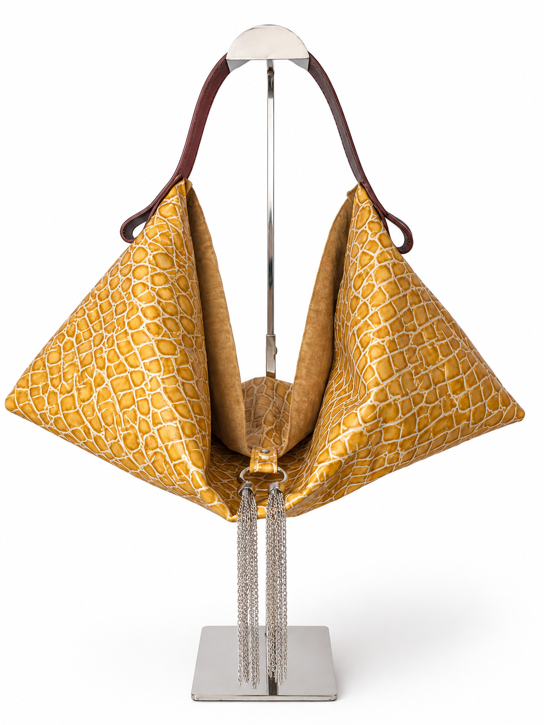 The Sieren Leather Bag in Yellow Snake and Plum Strap