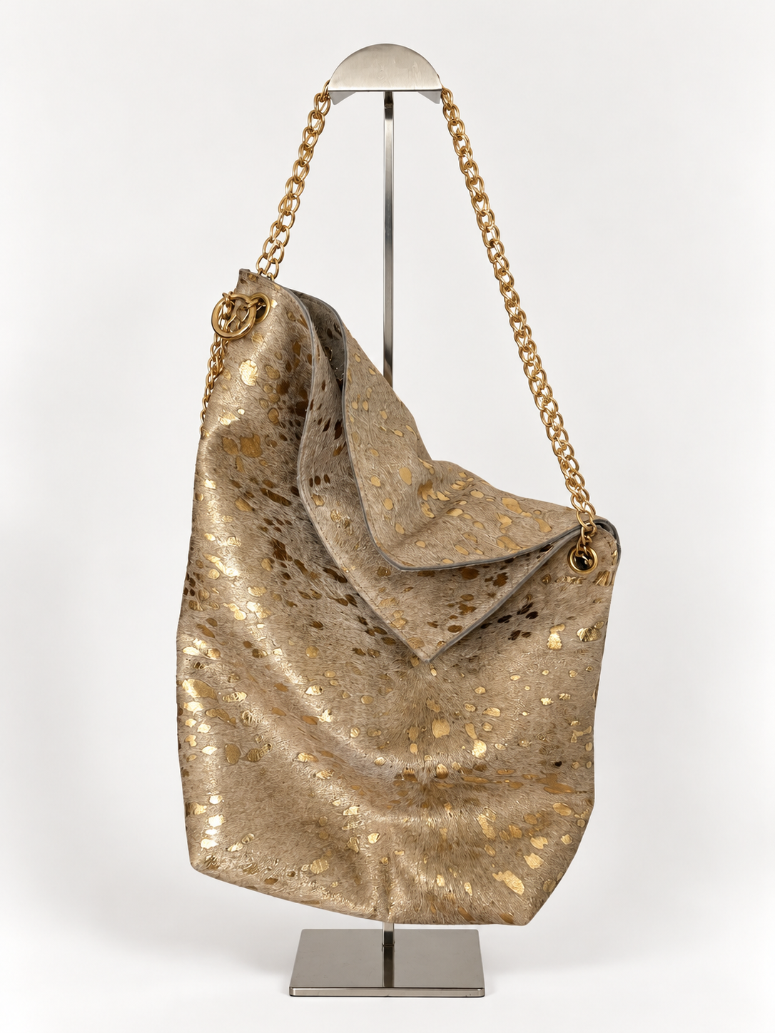 The Viera Leather Bag in Gold Cowhide