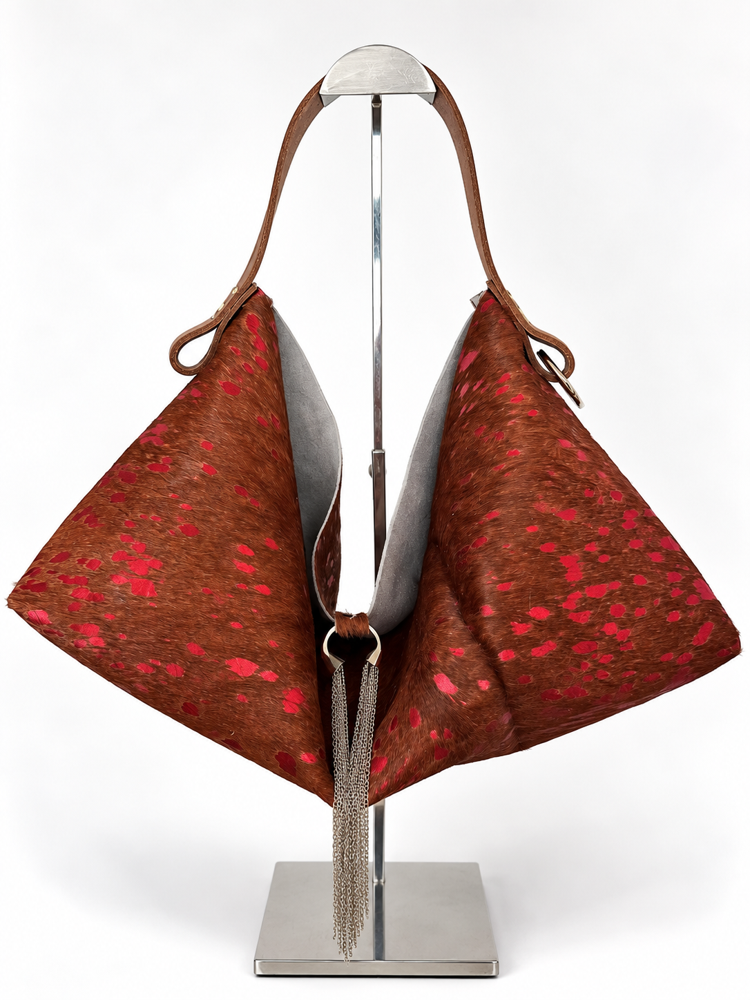 The Sieren Leather Bag in Brown/Pink Cowhide and Brown Strap