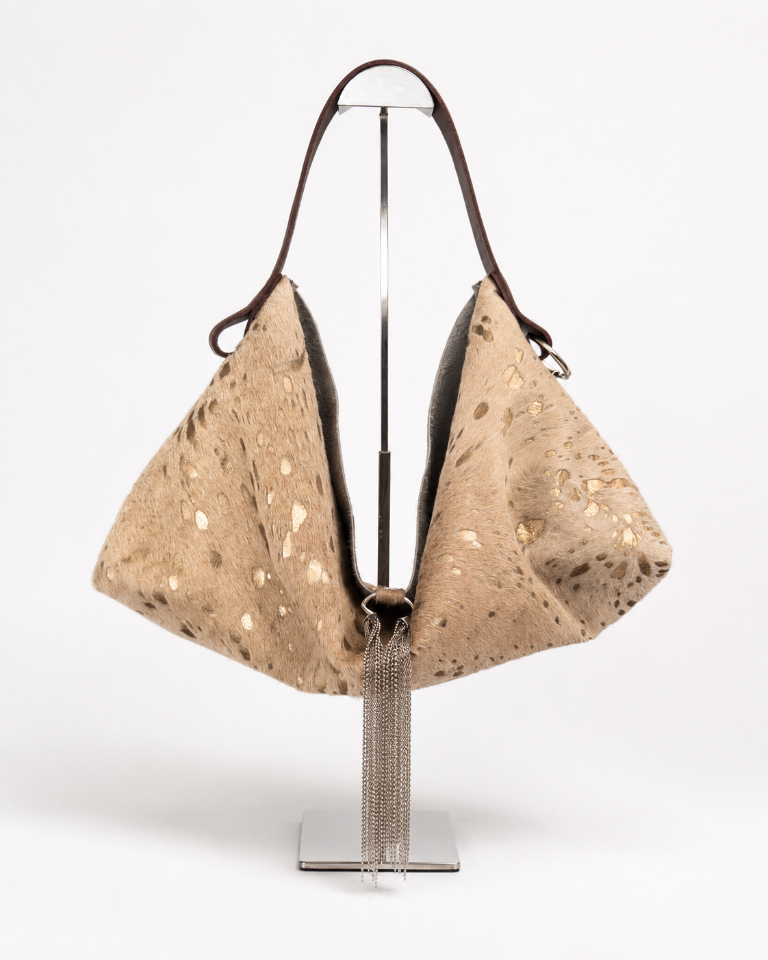 The Sieren Leather Bag in Brown Cowhide and Plum Strap