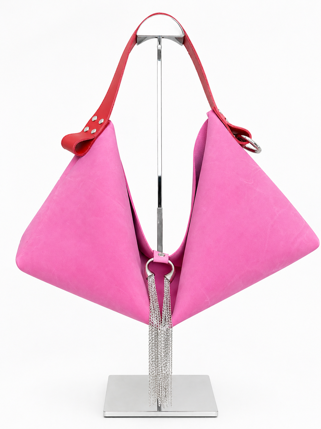 The Sieren Leather Bag in Pink and Red Strap