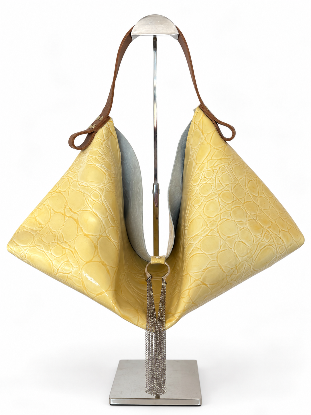 The Sieren Leather Bag in Yellow Leather and Brown Strap