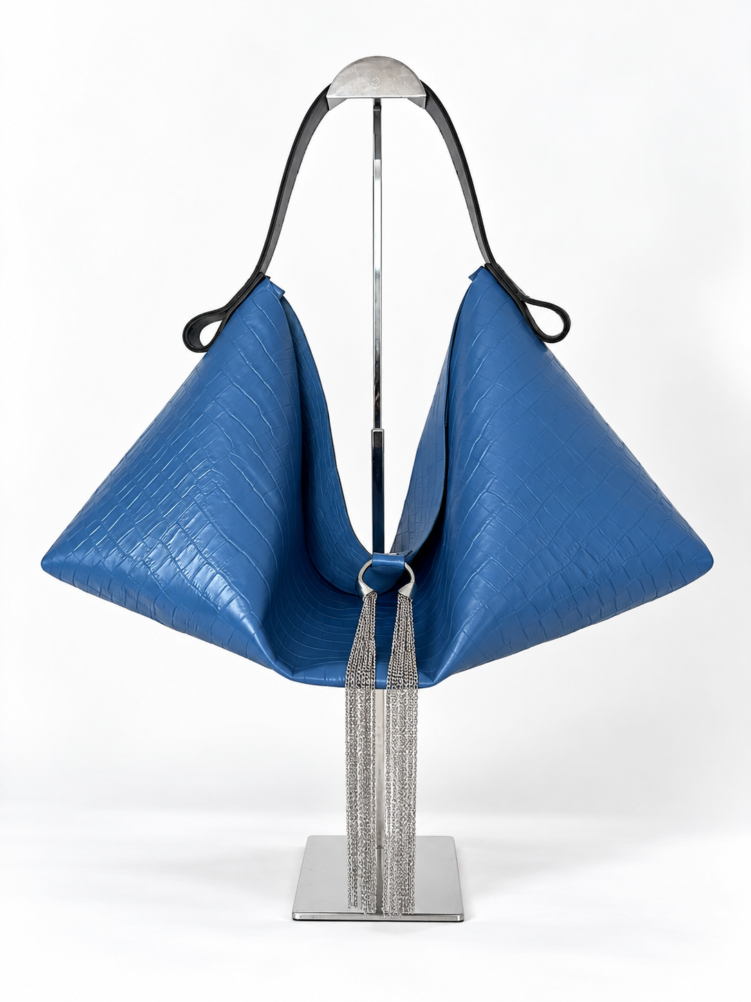 The Sieren Leather Bag in Blue Croco and Blue Strap