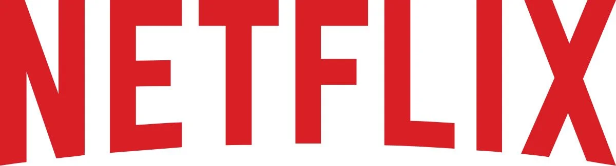 Close-up of the Netflix logo with red text on a white background.