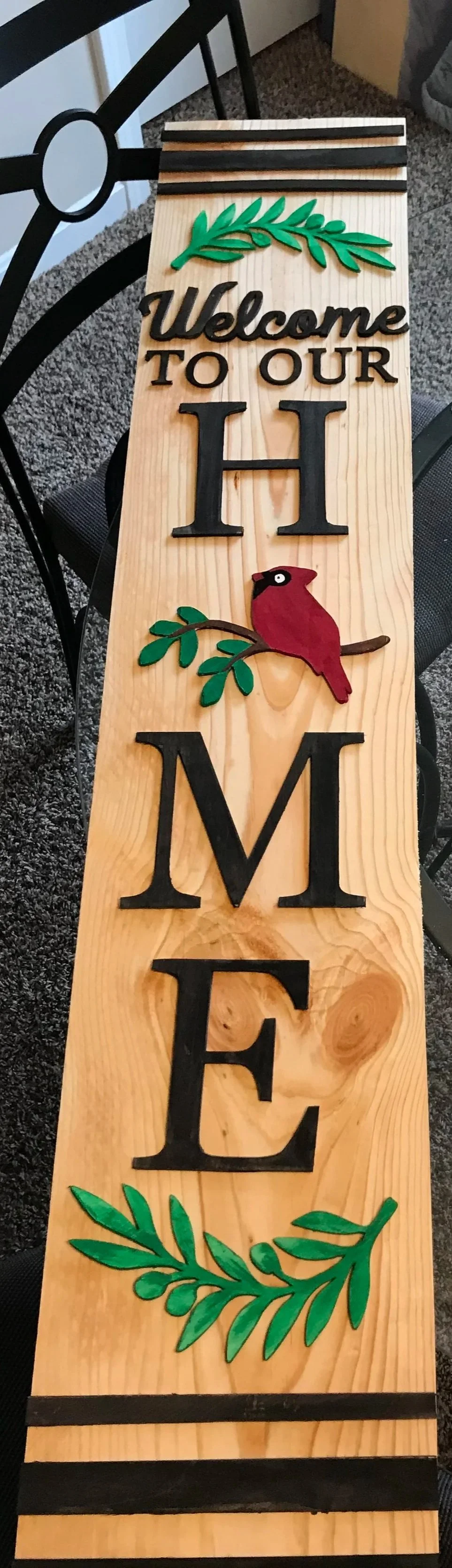 Wooden out door sign ( middle bird switches out for seasonal wood pieces)