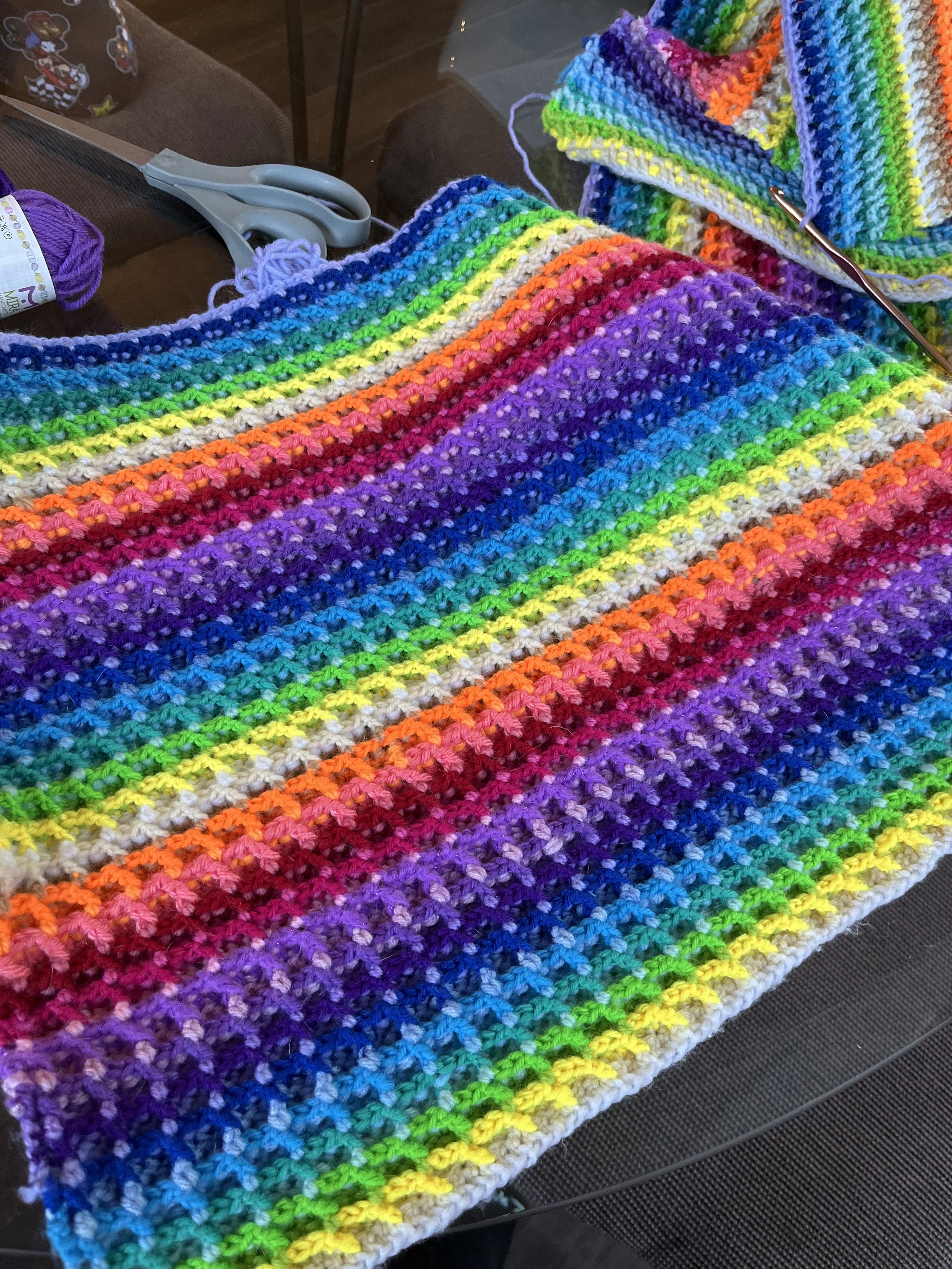 Waffle Stitch Rainbow Blanket (Crochet)