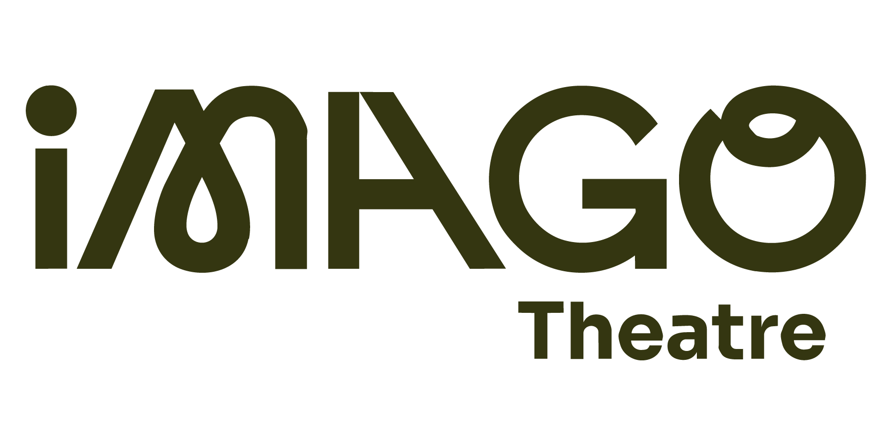Logo of i/o Amago Theatre in stylized font with a dark olive green color.