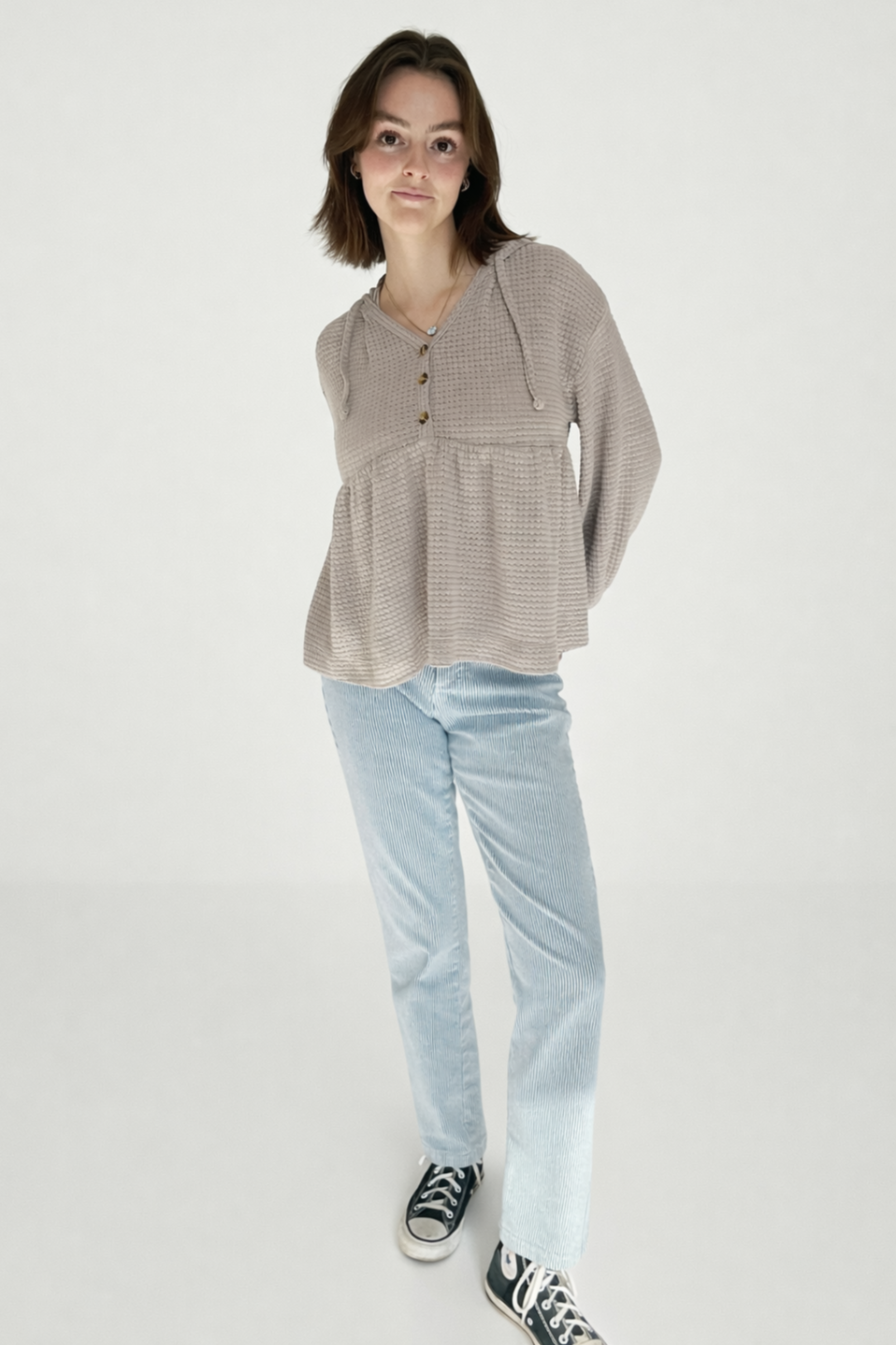 Tan Hooded Knit Sweater