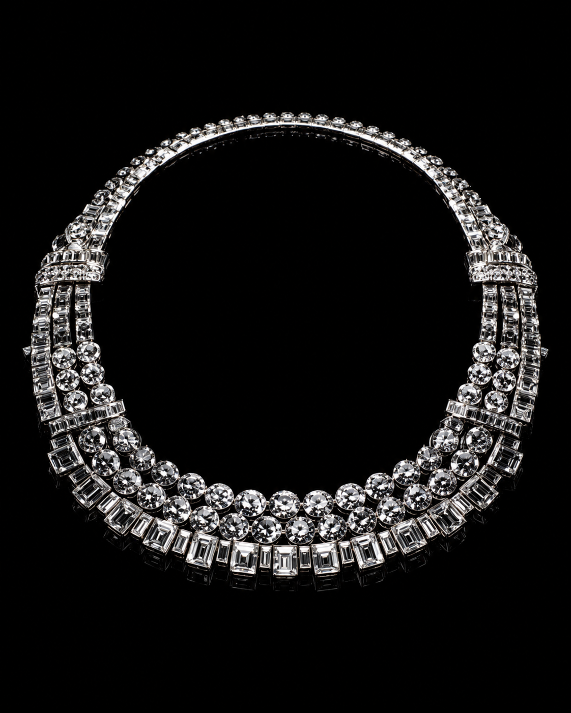 Collier orné de diamants sur un fond noir