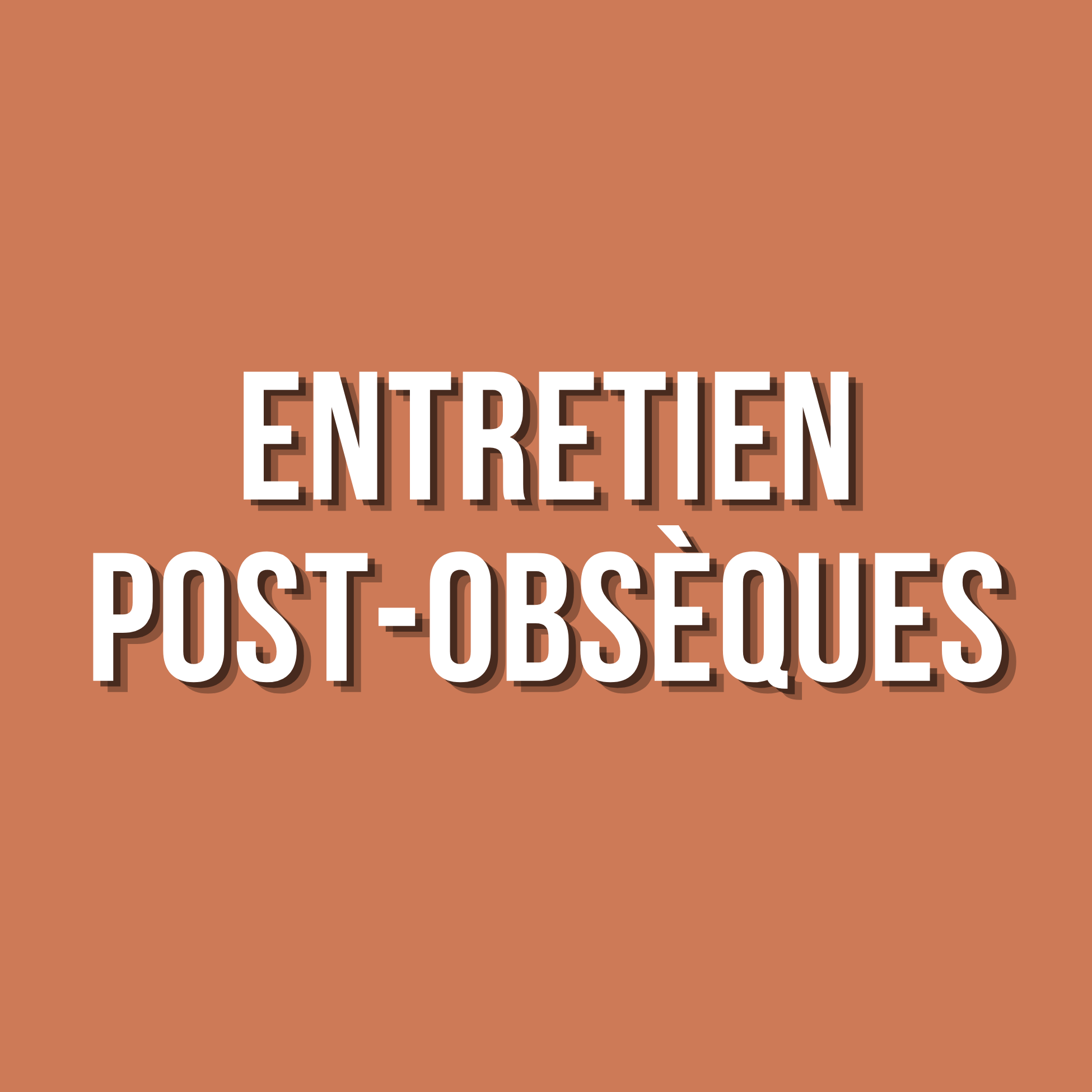Un fond couleur terre cuite avec texte en blanc indiquant 'ENTRETIEN POST-ORTHÉSIES'.