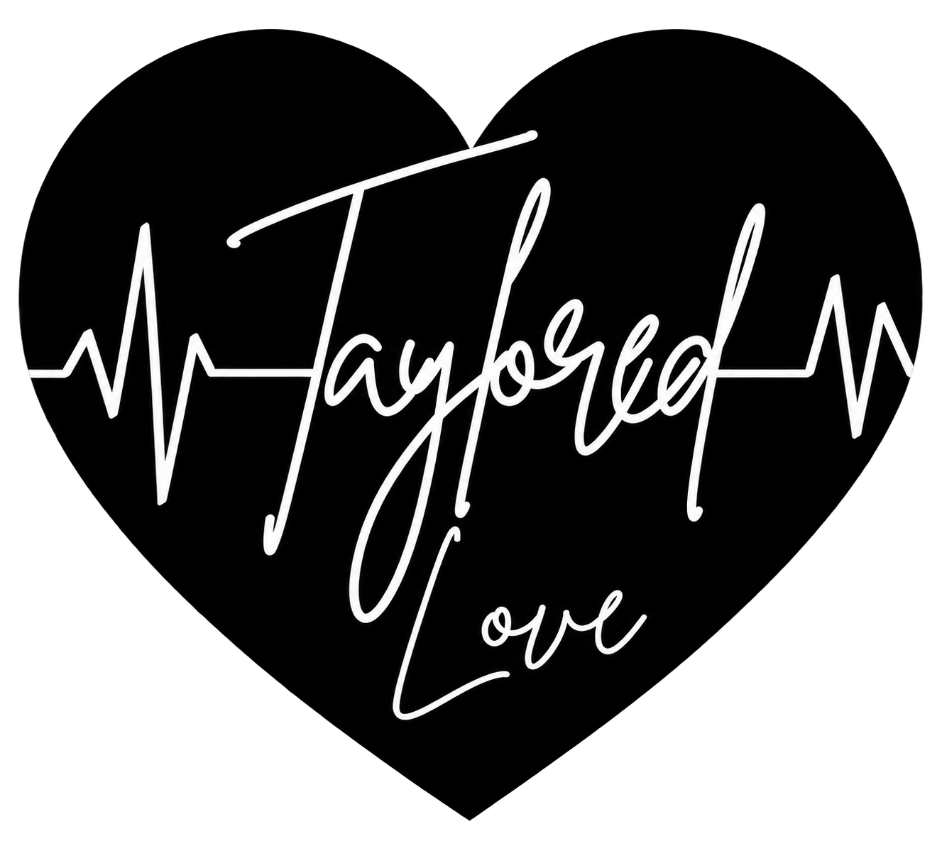 The logo for Taylored Love LLC, Based in Lawrence KS, is shown. It features the name Taylored Love and art illustrating a heartbeat, Symbolic of the word love in the company name.
