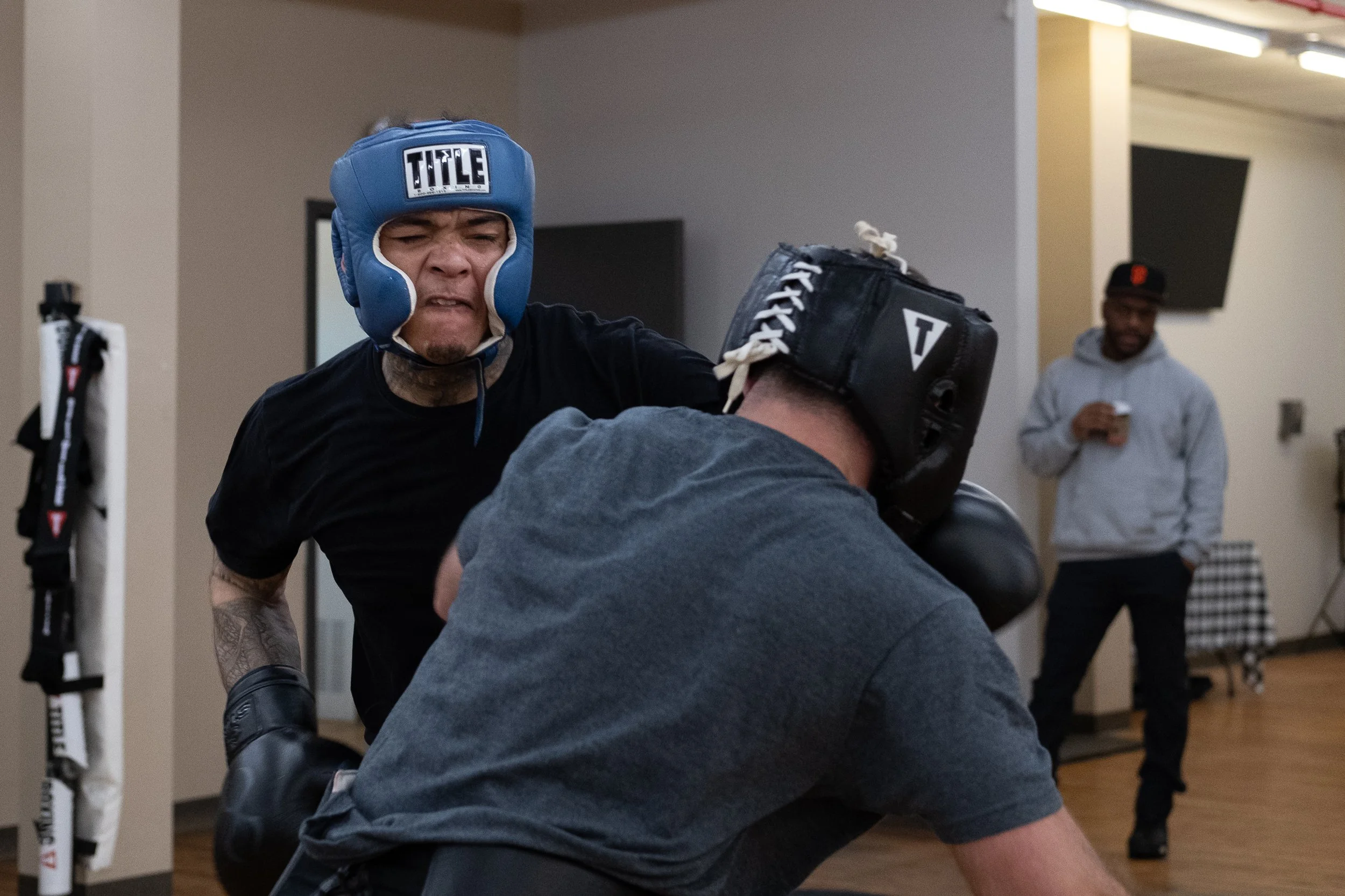  Albert Appleton (left) battles it out against Francis Cerio. Photo by Rabia Mustafa. 