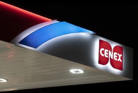 Cenex gas station sign at night with red, white, and blue colors