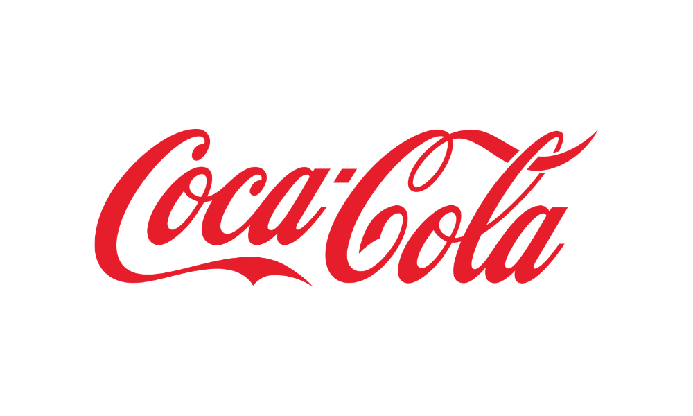The Coca-Cola logo in red cursive text on a black background.
