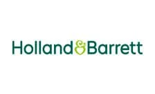 Holland & Barrett logo with green text and decorative ampersand