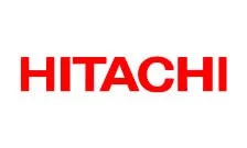 Hitachi logo in red letters on a white background.