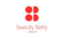 Logo for Sweaty Betty, a London-based activewear brand, featuring four red circles in a square pattern.
