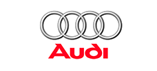 The Audi logo featuring four interlinked silver rings above the red Audi brand name.