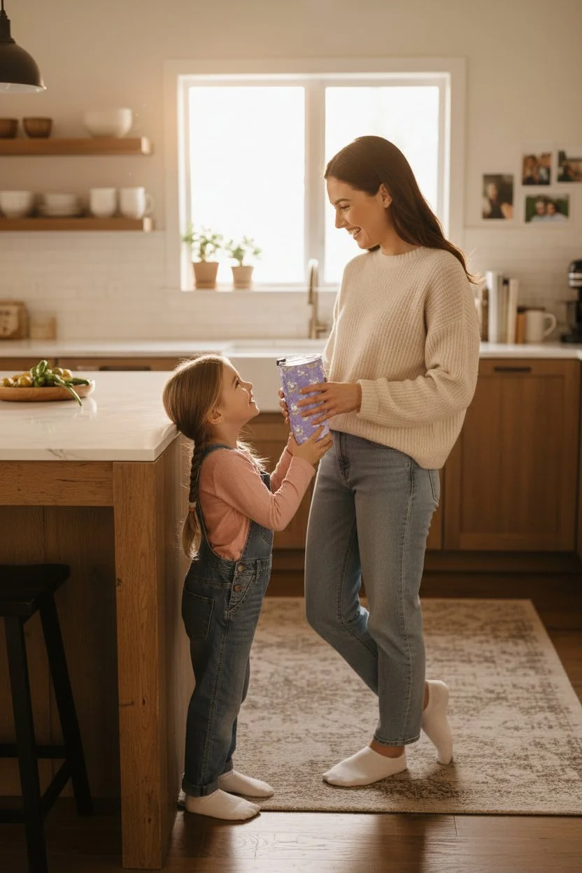 Mom and daughter in the kitchen with Celestial Tumbler.jpg