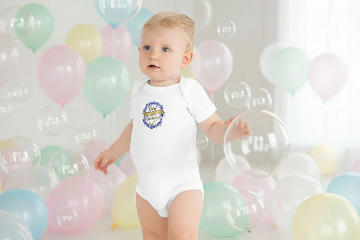 Revised_God_Approved_Blue_Ribbon_Gold_Onesie with balloons.jpg
