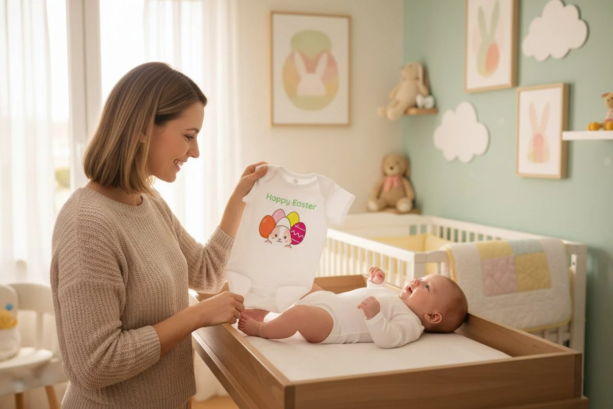 Mom and Baby on changing table with baby onesie.jpg