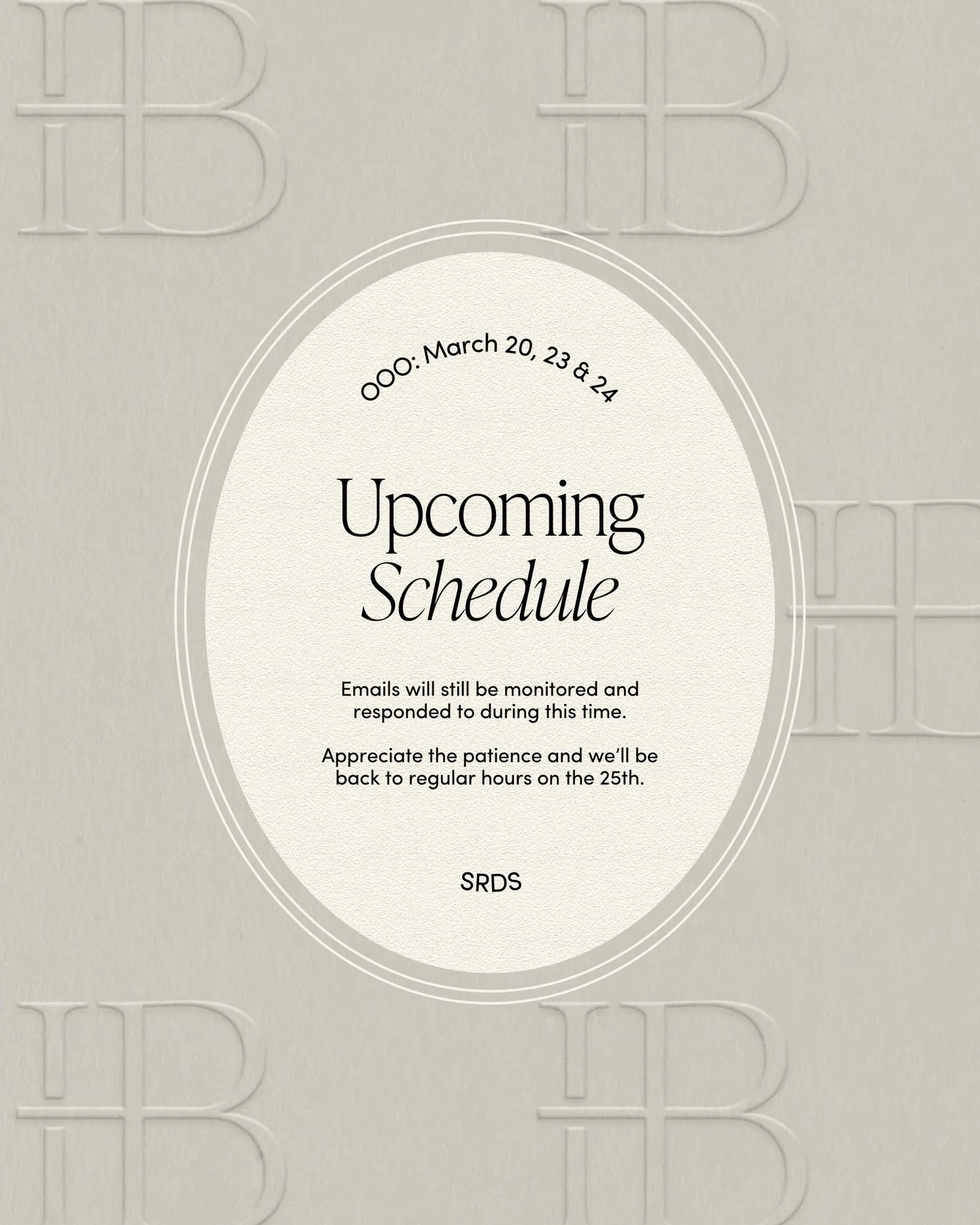 Out of office March 20, 23 &amp; 24 💌

Just a quick heads up that we&rsquo;ll be out of the office for a few days next week. During this time, emails will still be monitored and responded to, but replies may be a little slower than usual.

In the me