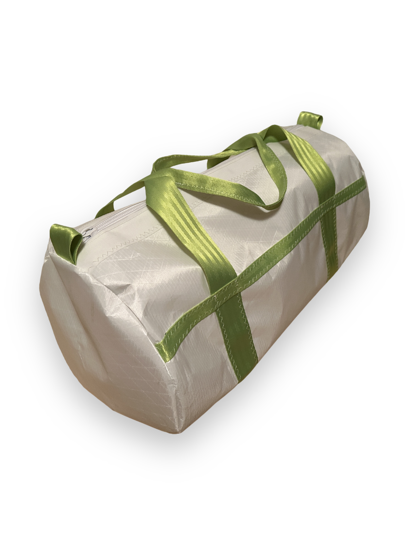 Medium Duffel - White with Fluro Green