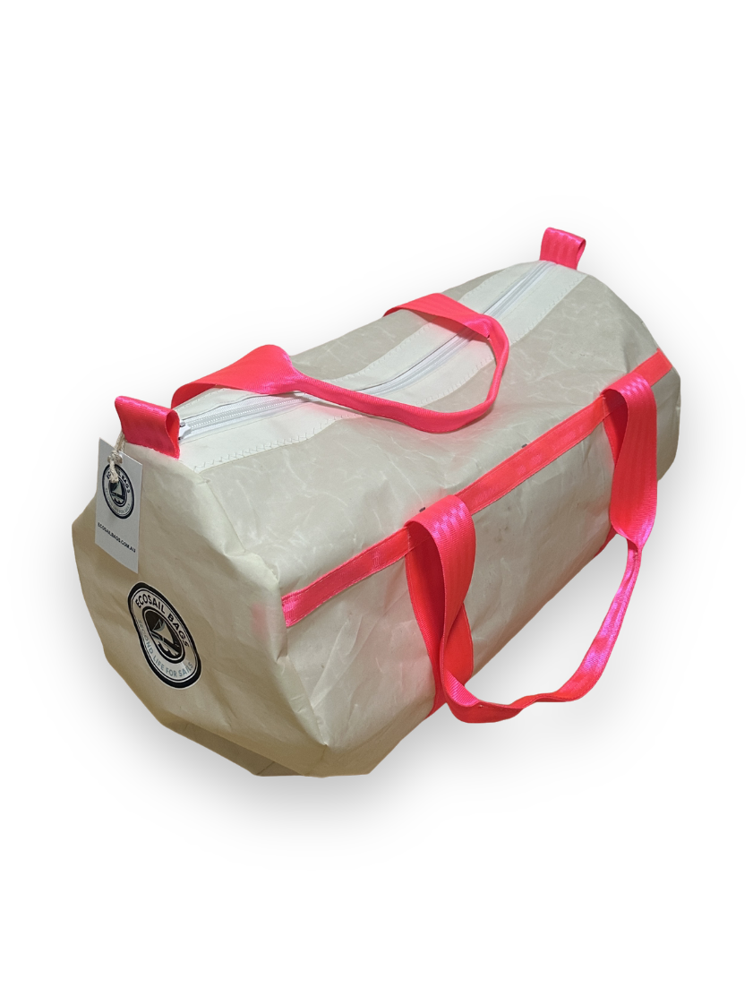 Medium Duffel - White with Fluro Pink