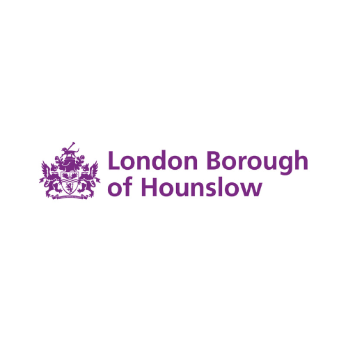 London Borough of Hounslow logo with purple coat of arms and text.