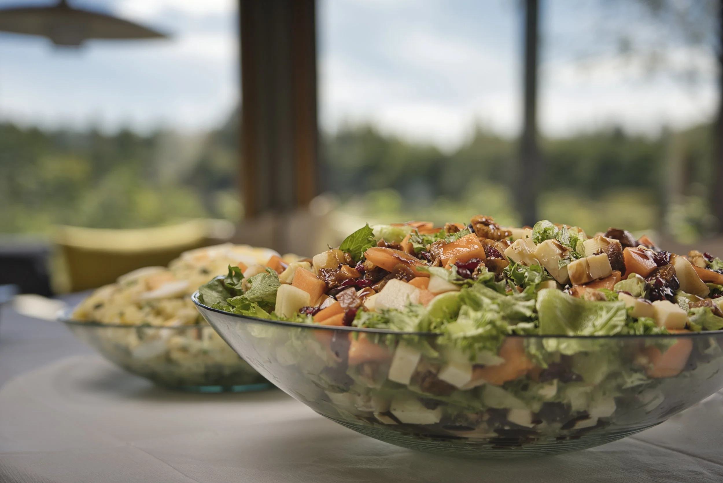 Laurie’s customers, Mariana and Carmen holding hands on a green lawn on their wedding day.
