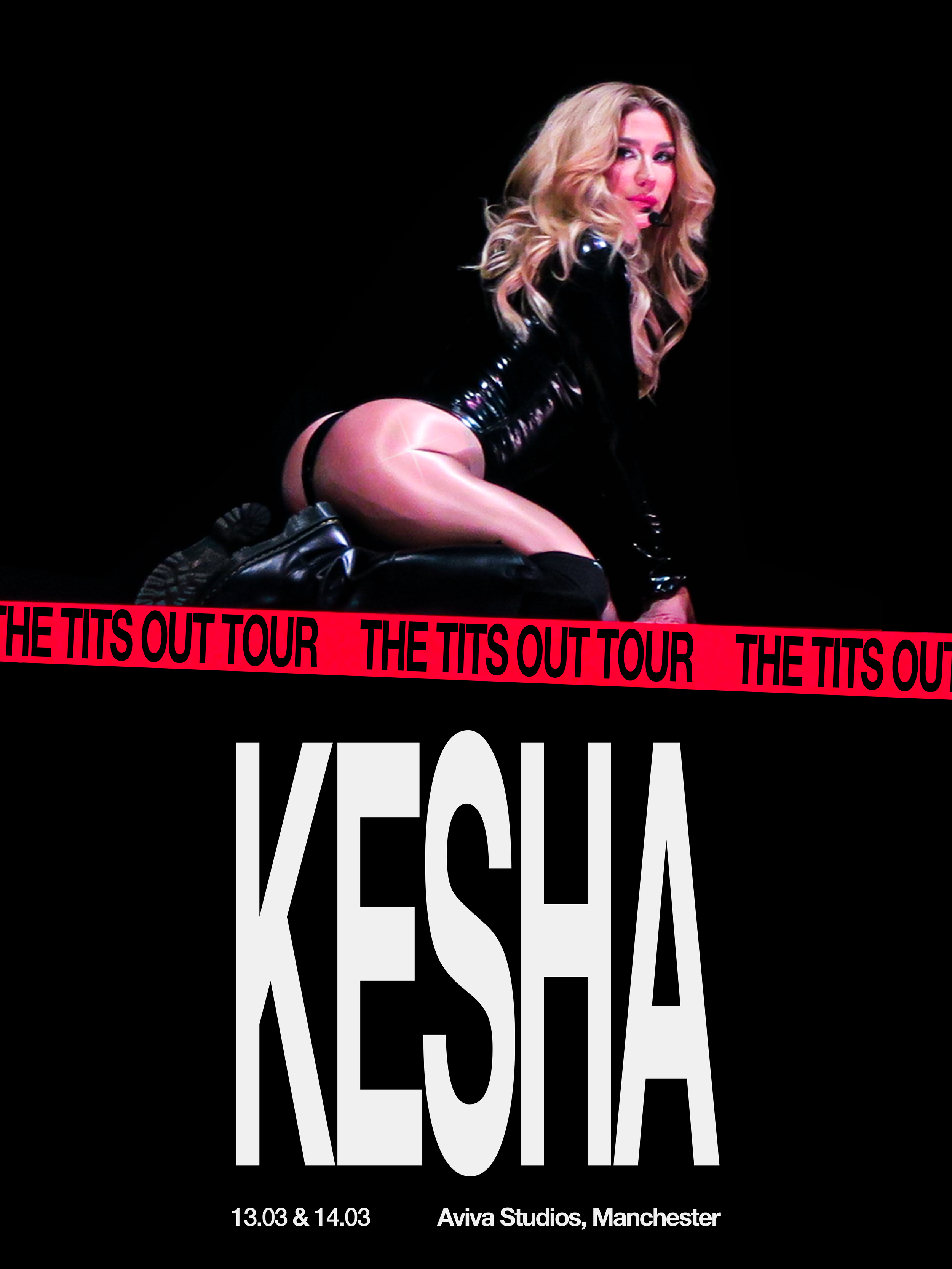 Promotional Poster designed by me with my own imagery for Kesha's stop at Aviva Studios, Manchester on 13th and 14th March