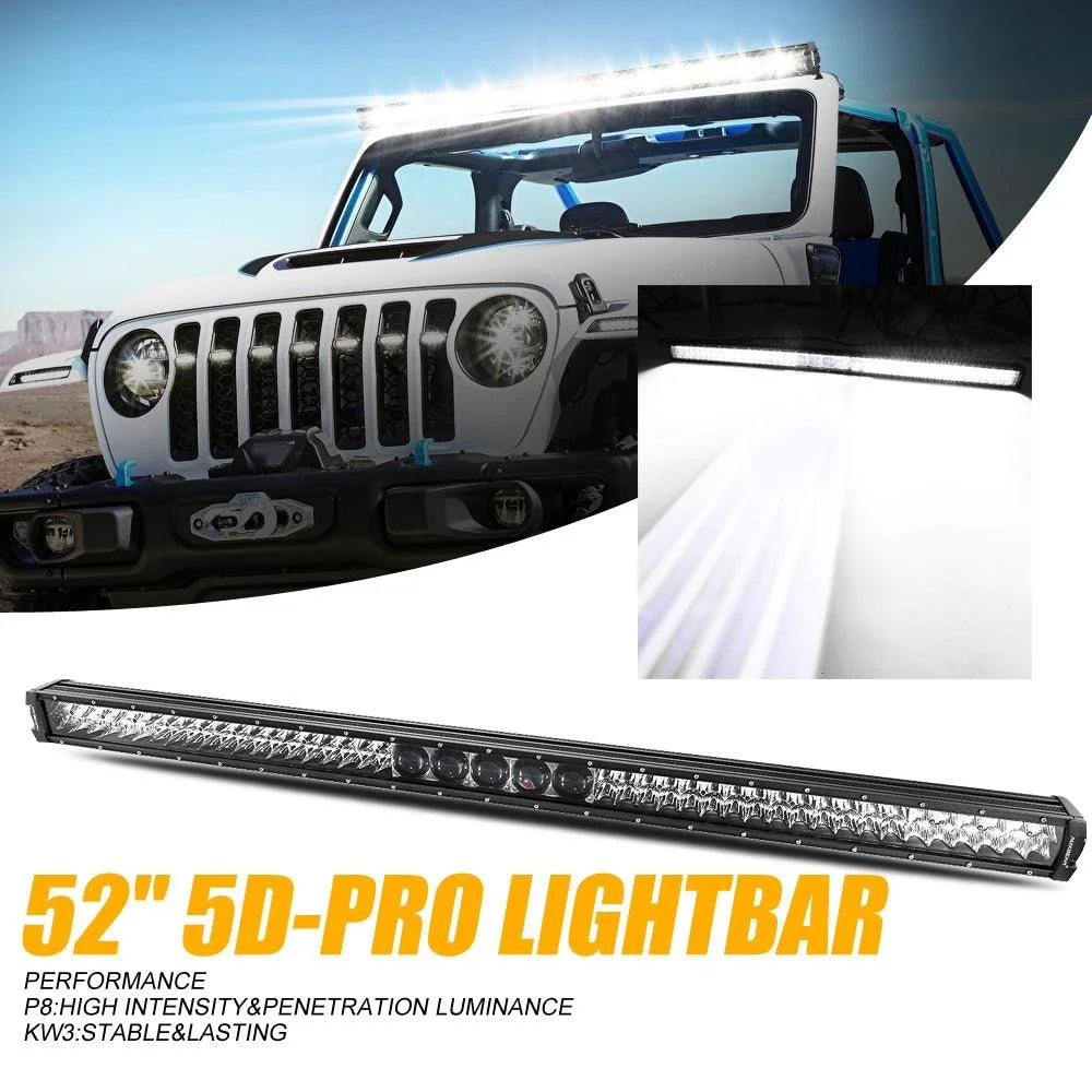 Auxbeam - NEW 52 Inch 5D-PRO Series 55000LM Spot Beam Off Road Led Light Bar