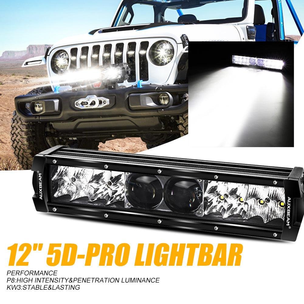 Auxbeam - NEW 12 Inch 5D-PRO Series 12000LM Spot Beam Off Road Led Light Bar