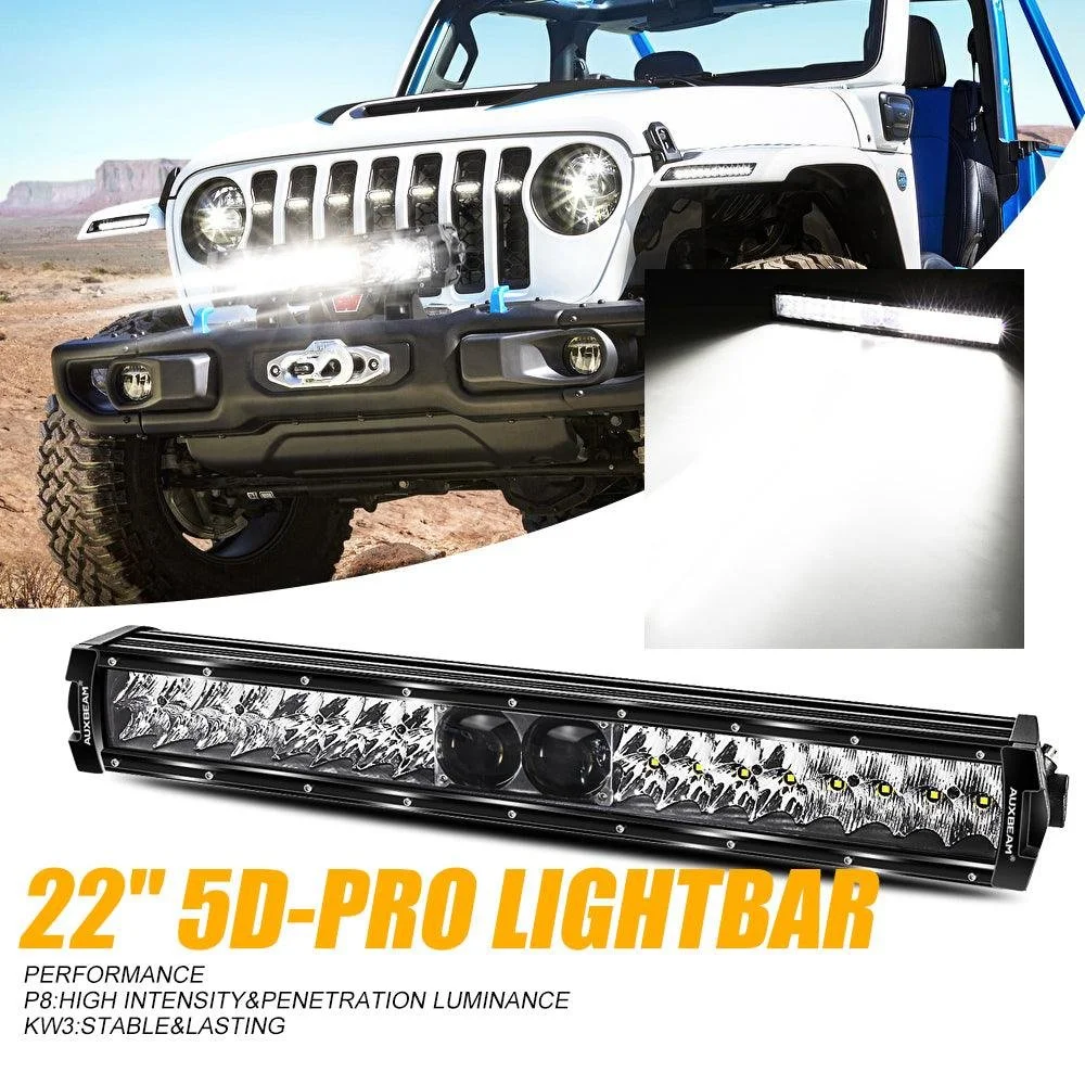 Auxbeam - NEW 22 Inch 5D-PRO Series 22000LM Spot Beam Off Road Led Light Bar