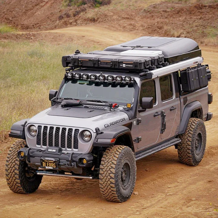 Jeep Gladiator JT (2018-Present) Lensun 90W Hood Flexible Solar Panel Complete Kit