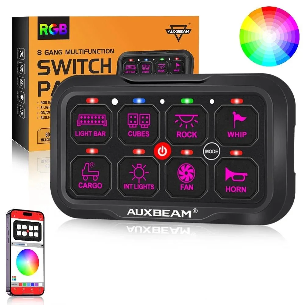 Auxbeam - AR Series 8 Gang LED Switch Panel, Off Road Light Controller