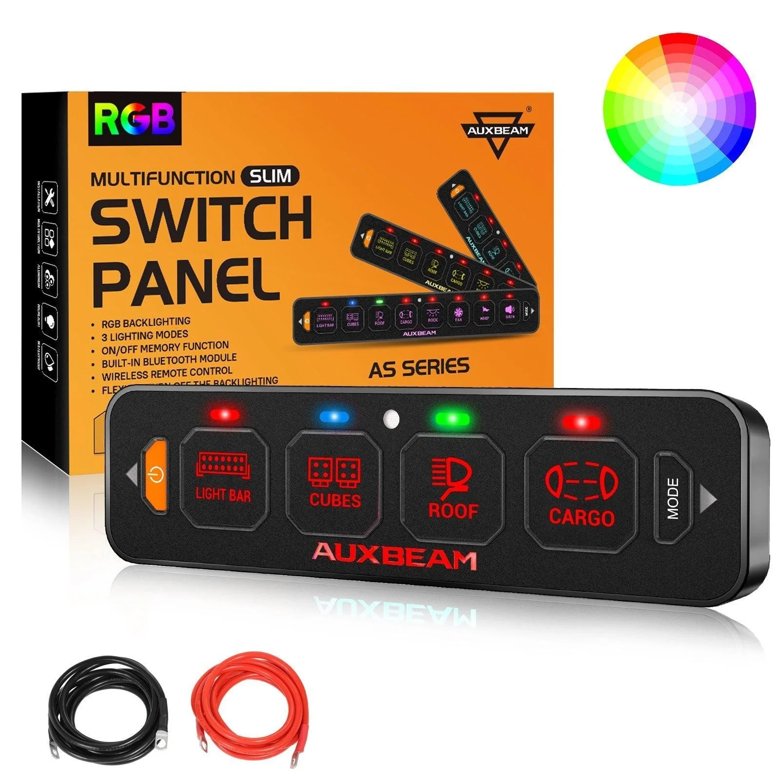 Auxbeam - AS Series 4 Gang RGB Slim Switch Panel with Toggle/ Momentary/ Pulsed Mode