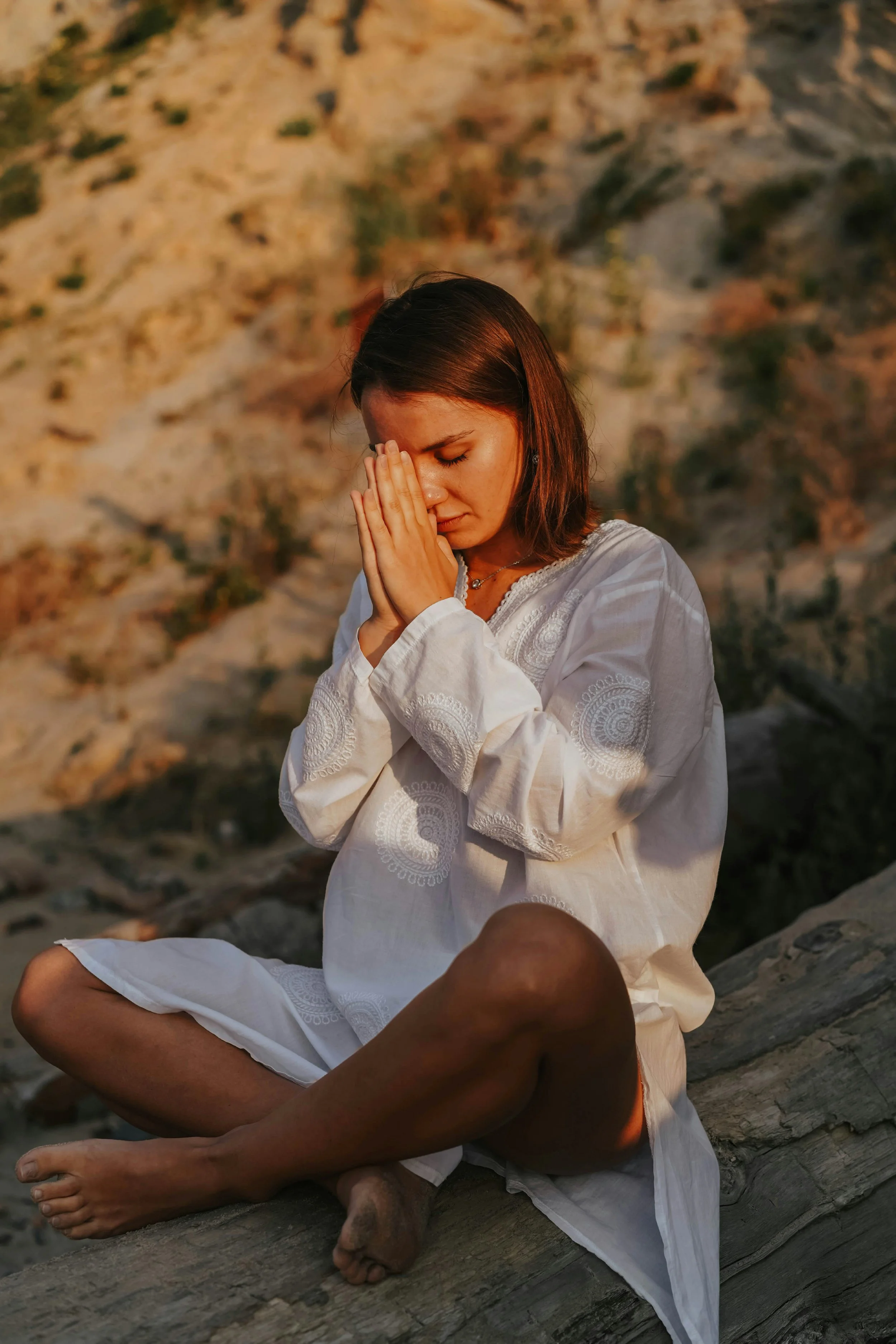 Woman meditating during Kristie LaRocca's Reiki Level 1 Workshop