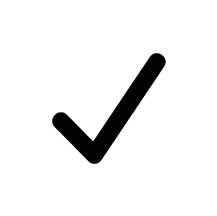 Black checkmark on white circular background