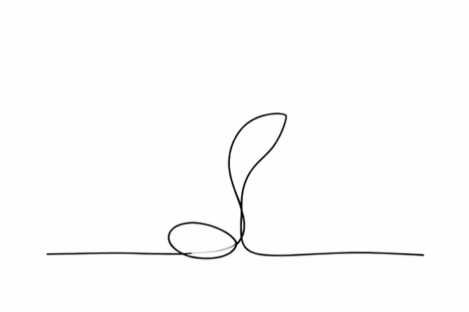 Minimal line drawing of sprout emerging from the ground
