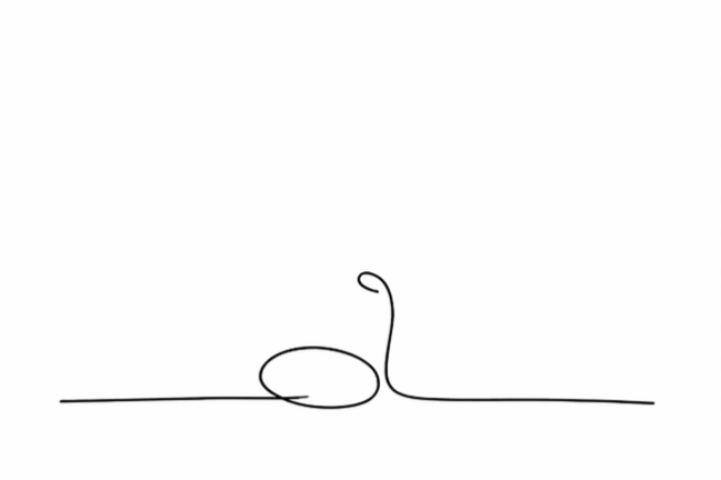 A minimalist line drawing of a seed beginning to sprout