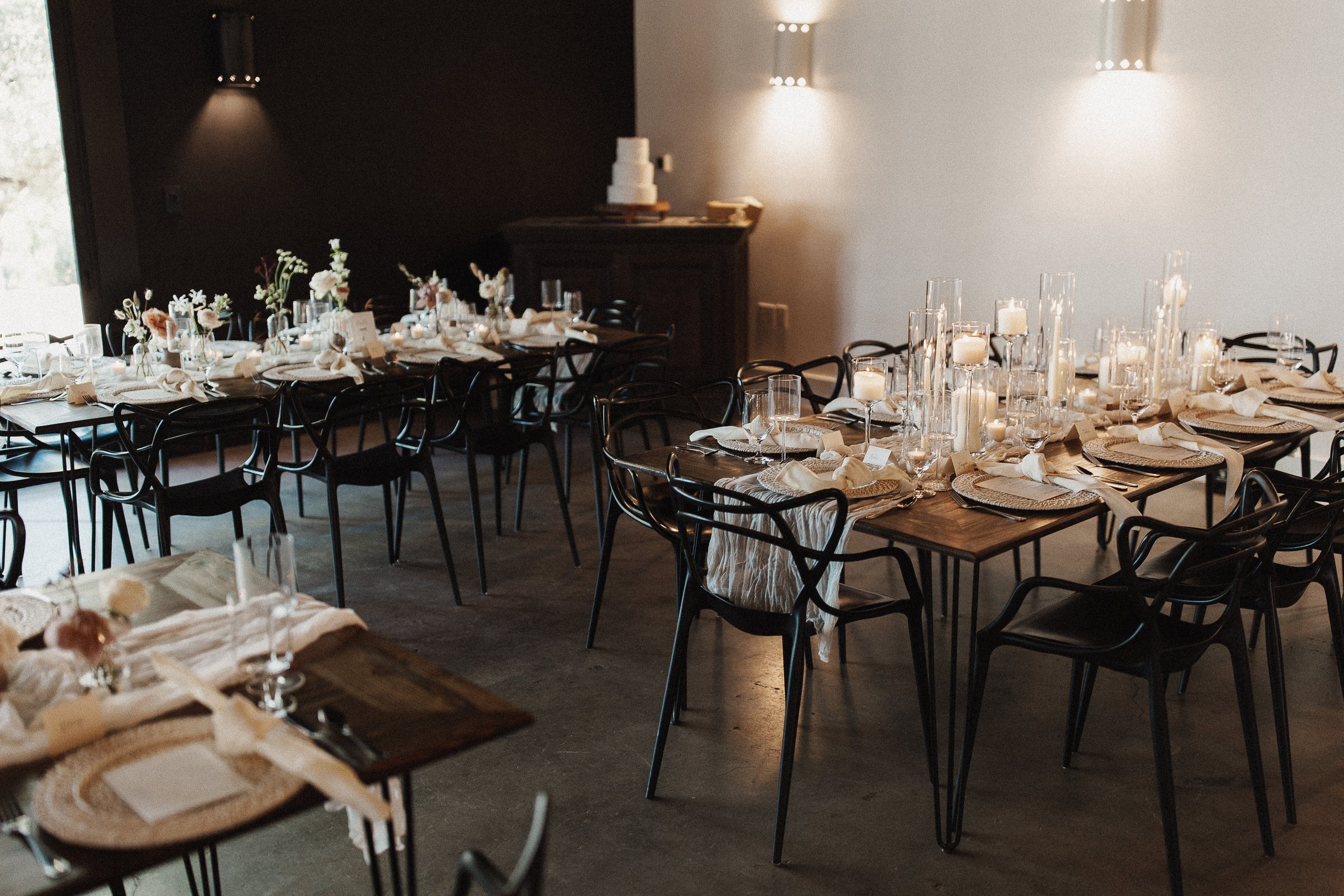 Candle-lit reception tablescapes at Lazy S. Hacienda