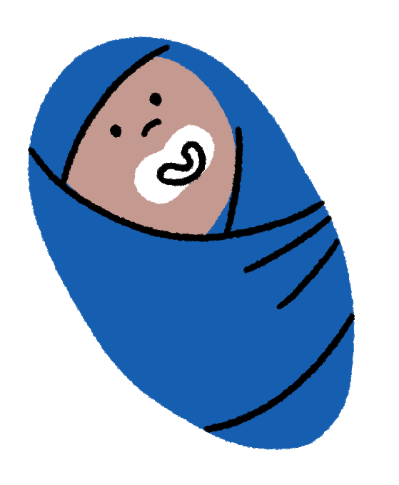 A hand-drawn swaddled baby, for a London Council's workshop facilitation graphics