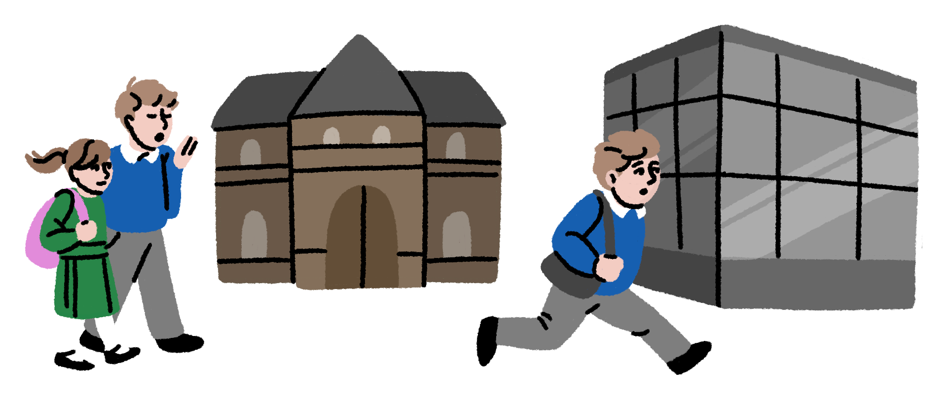 An illustration of a young carer's responsibilities impacting education, for Islington Borough's workshop facilitation graphics.