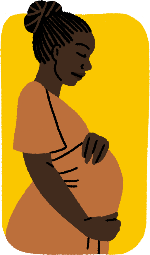 An illustration from an infographic of a pregnant woman in Uganda.