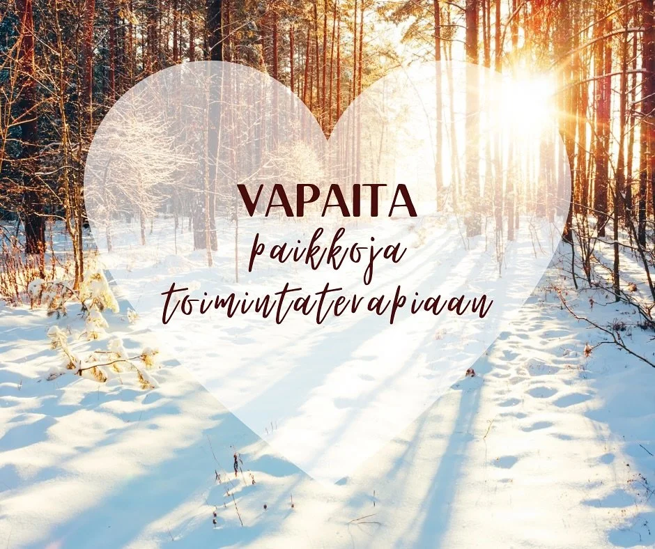 Meill&auml; olisi kev&auml;&auml;lle vapaita paikkoja toimintaterapiaan Kittil&auml;n, Kolarin ja Muonion alueilla. 

 Terapiapaikka kyselyt:
henna.heikkinen@innostuksenhetki.fi tai marjo.mayra@innostuksenhetki.fi

P. 045 168 5117

 #toimintaterapia 